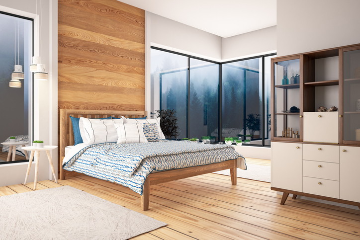 chambre maison moderne lit parquet