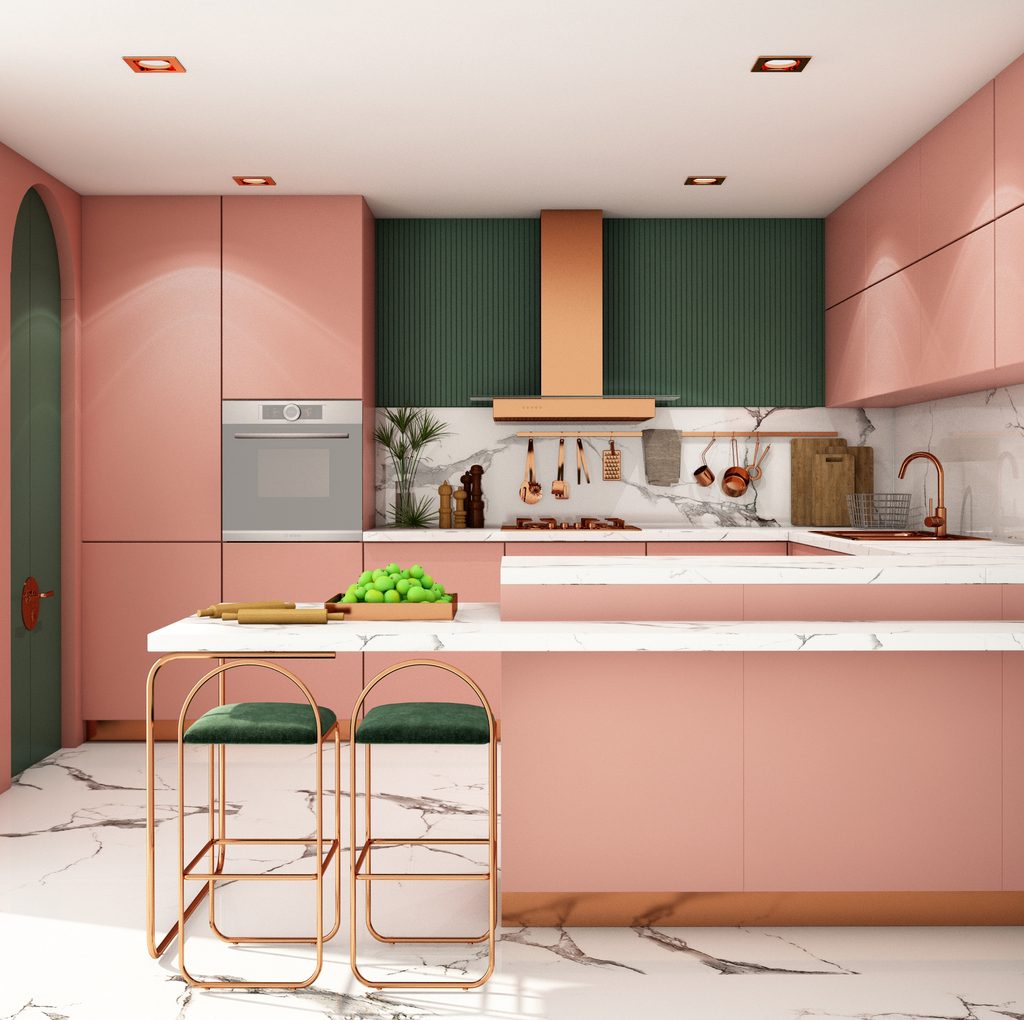 peinture-rose-cuisine-moderne