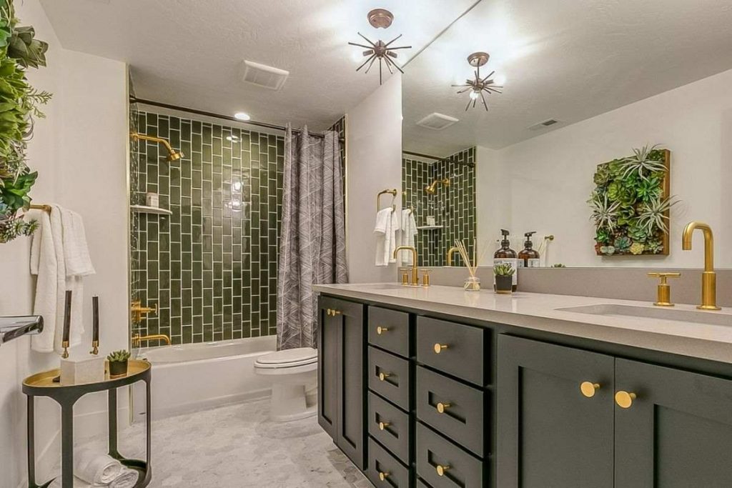 salle de bain zellige vert