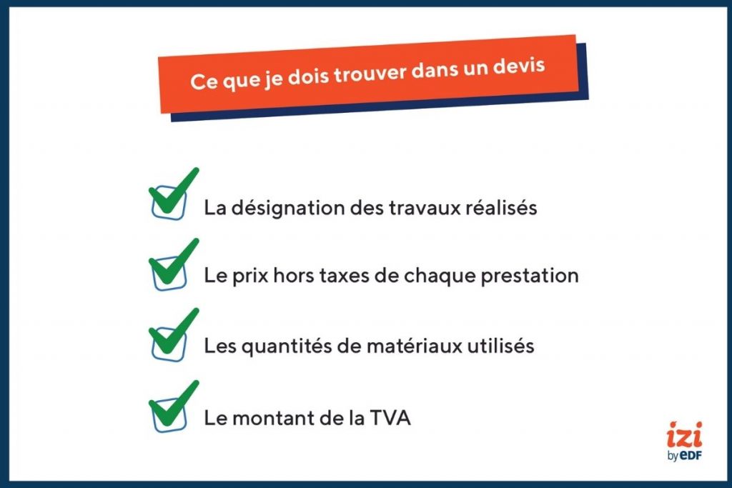 liste des éléments à trouver dans un devis