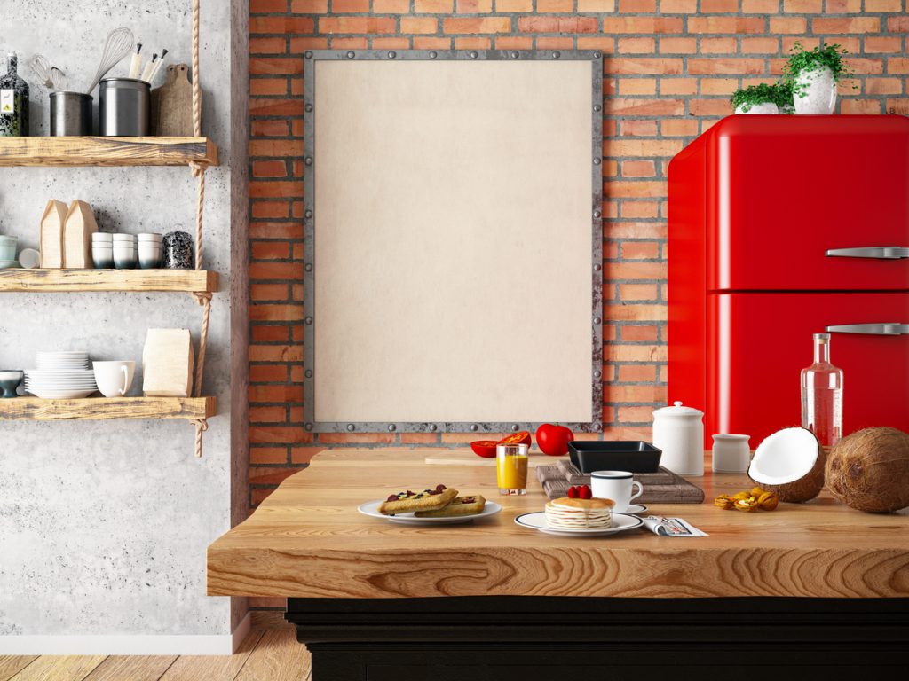 cuisine vintage frigo rouge