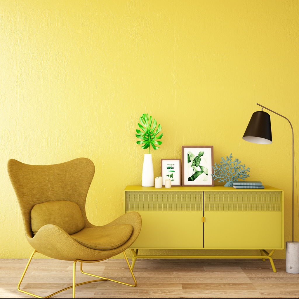 salon unicolore jaune